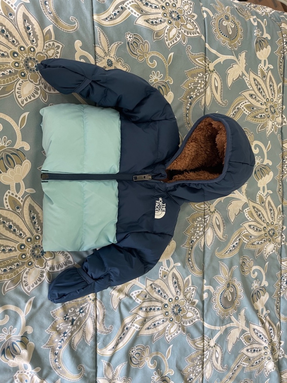 The North Face Navy Jacket with Brown Sherpa Lining